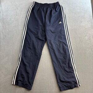 Adidas Track Pants Navy 3 Stripe Windbreaker Men's Medium
